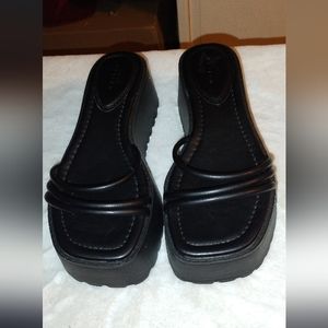 Asos Design Black 3 Strap Platform Sandals Size 6